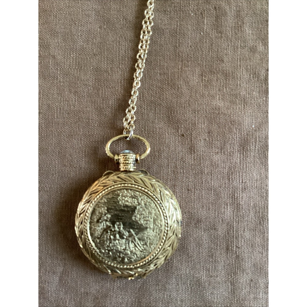Vtg 1950's Max Factor Goldtone Locket With Chain 'Precious Time' Creme Perfume - Picture 4 of 6